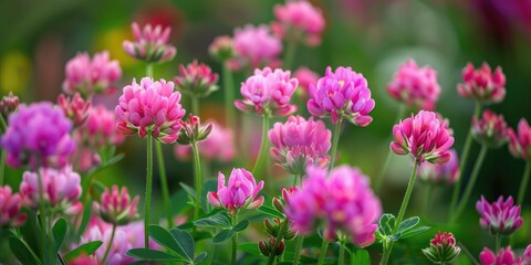Invasive Rhizomatous Botanical Ground Cover Featuring Pink Crown Vetch Flowers
