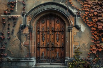 ai generative wooden door with high art carvings