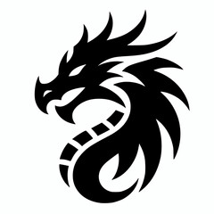 Black vector dragon head illustration icon mascot symbol design logo emblem © Chris
