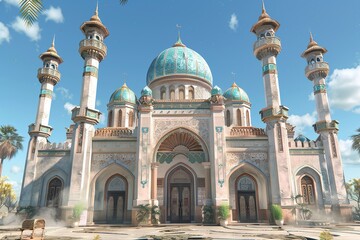 ai generative mosque with persian architecture