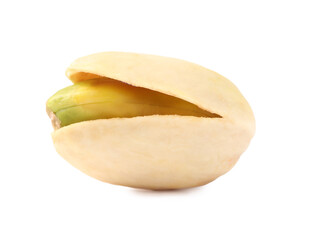 One tasty pistachio nut isolated on white