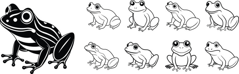 Frogs vector illustration silhouette shapes