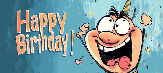 Vibrant Animated Birthday Greeting with Joyful Cartoon Character and Festive