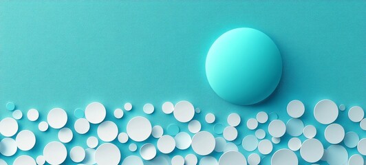 Minimalist Turquoise Sphere Abstract Background with Pastel Gradient Texture