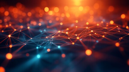 Vibrant Futuristic Digital Network Abstract Background with Glowing Connections and Lights
