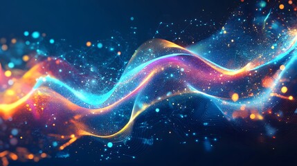 Obraz premium Abstract Digital Wave with Glowing Particles and Lines