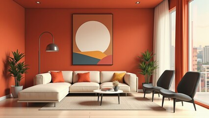 Fototapeta premium Cozy living room with surreal decoration style