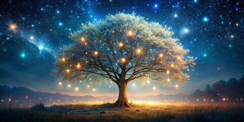 Enchanting Tree Lights Illuminating the Night Sky with Magical Glow