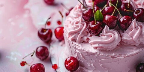 Cherry and Kirsch Buttercream Frosted Birthday Cake
