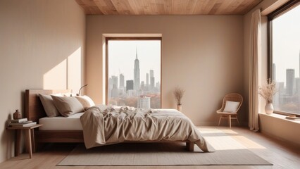 bedroom with unmade blankets and pillows
