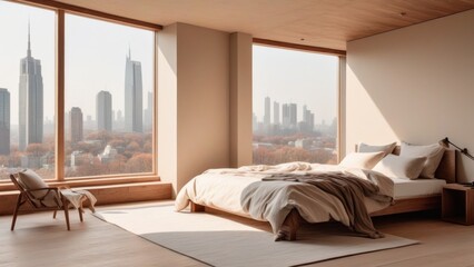 Fototapeta premium bedroom with unmade blankets and pillows