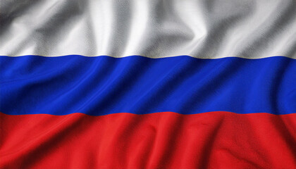 Fototapeta premium waving Russia flag, showing flowing flag fabric texture
