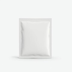 Blank white aluminum foil plastic sachet packaging mockup isolated on white background
