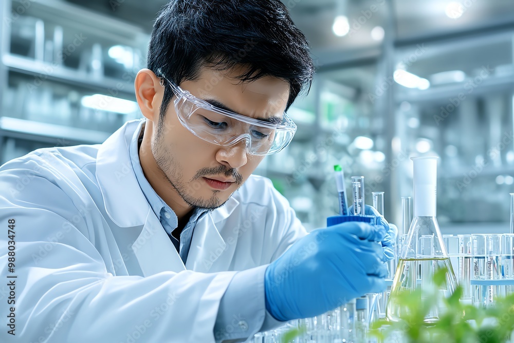 Aufkleber A scientist working in a high-tech lab, using advanced technology for research and innovation