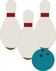A vector art of bowling pins and bowling ball.