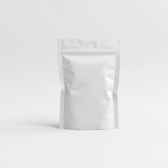 Blank white plastic sachet packaging mockup isolated on white background