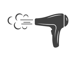 Hair dryer Line Icon vector fashion hairdryer of hairdresser to blow-dry and electric hair-dryer blower illustration. Barber styling appliance. Silhouette hair dryer black color.