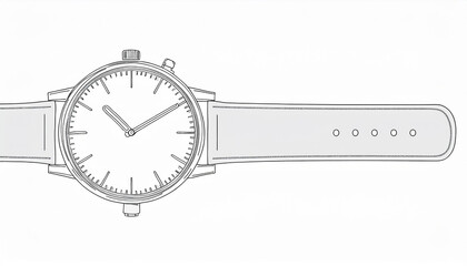 Simple Analog Watch with Leather Strap Illustration