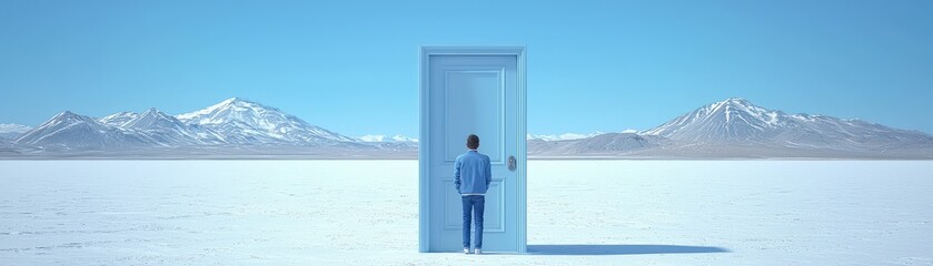 Surreal Doorway in a Tranquil Landscape