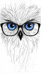 Obraz premium Close-up of a wise owl wearing glasses