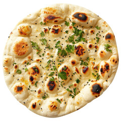 naan roti isolated on transparent white background, clipping path