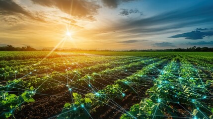 High-efficiency agriculture production systems meeting global food demands.