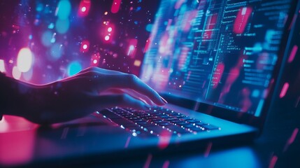 learning online concept.Woman hand using laptop computer study e-learning online education training for personal development and Professional.study online, Digital courses to develop new skills.