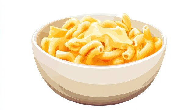 recommend clip art: Delectable Cheese Macaroni Bowl in Minimalistic 2D Vector Art Style