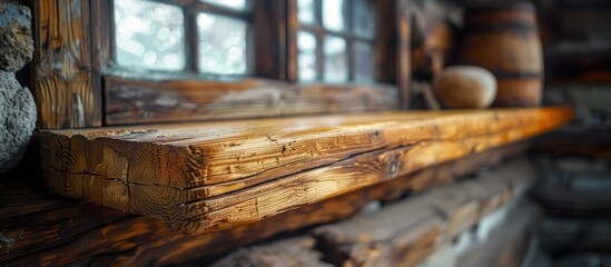 Fototapeta premium Close-Up of a Rustic Wooden Windowsill
