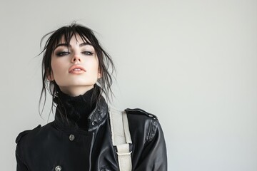Portrait of woman in alternative fashion on solid white background, single object