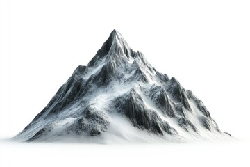 Remote mountain peak on solid white background, single object
