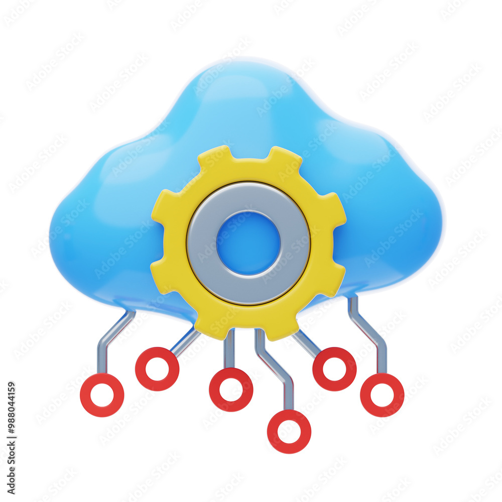 Poster 3d improving networks with cloud computing. 3d icon