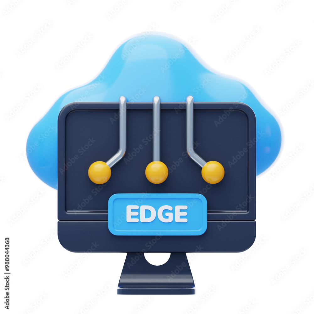 Poster 3d enhancing cloud networks through edge computing. 3d icon