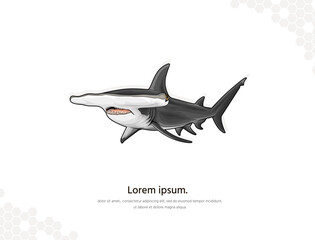 Hammerhead shark vector art for wall decoration landscape