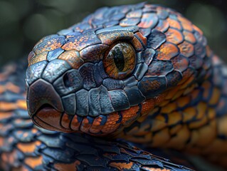 Fototapeta premium Close-up of a Snake's Eye - A Vivid Look at Nature's Beauty