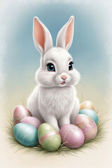 Fototapeta premium easter bunny with eggs