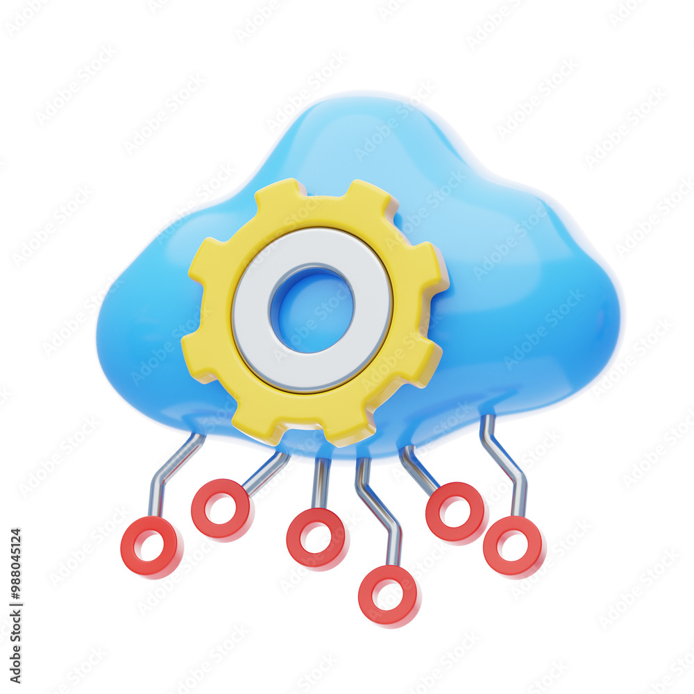 Poster 3d improving networks with cloud computing. 3d icon