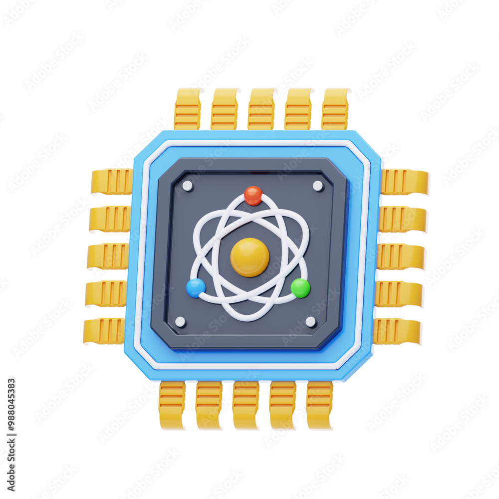 Poster 3d exploring the potential of quantum computing. 3d icon