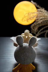 動物のあみぐるみ　お月見