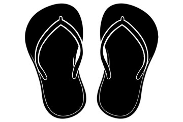 Minimalist black flip-flop silhouette, flip flop illustration icon 