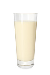 Tasty pineapple smoothie in glass isolated on white