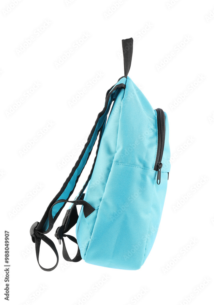 Canvas Prints One stylish light blue backpack isolated on white