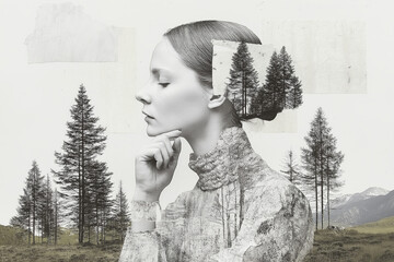 Dreamy Forest Portrait: Collage Wallpaper and Art Print