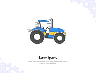 Tractor simple doodle flat vector art for wall decoration landscape.