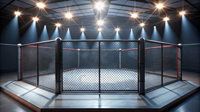 Octagonal podium fighting ring at UFC Fight Night , UFC, fight night, octagon, podium, ring, combat sports