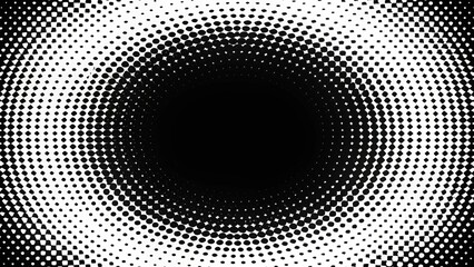 Black halftone pattern with circular waveform shape, halftone, black, circular, waveform, abstract, design, artistic