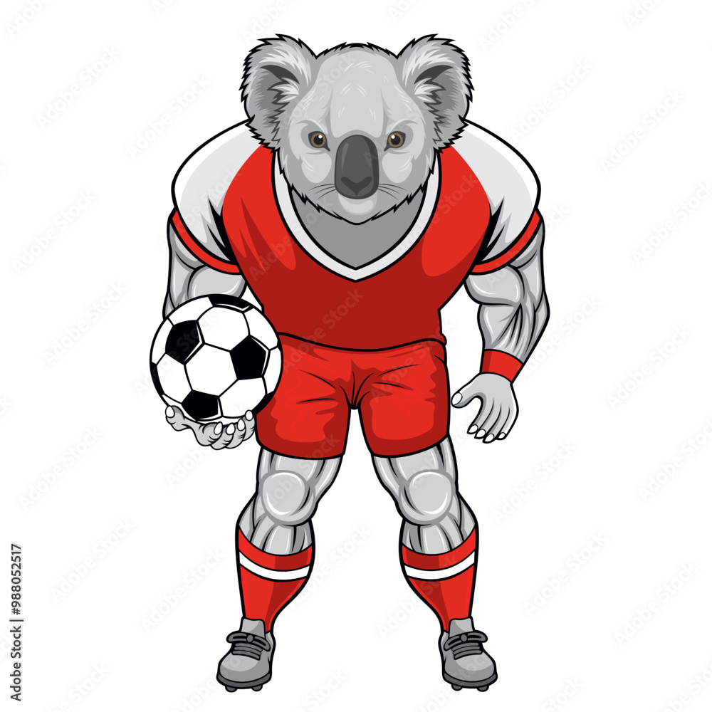 Poster koala character football mascot vector illustration design