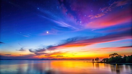 Colorful clear sky at twilight before sunrise, twilight, colorful, clear sky, sunrise, morning, nature, beauty, peaceful