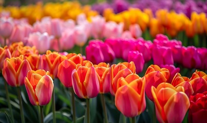Colorful tulips in the Keukenhof park in Netherlands