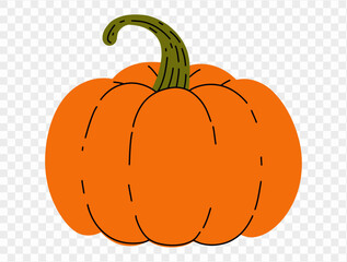 Pumpkin hand draw style isolated on png or transparent texture,Halloween party background ,element template for poster, brochures, online advertising, vector illustration 